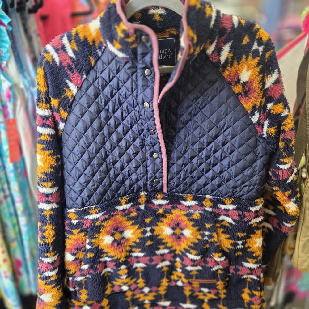 Simply Southern Navy and Multicolor Quilted Jacket